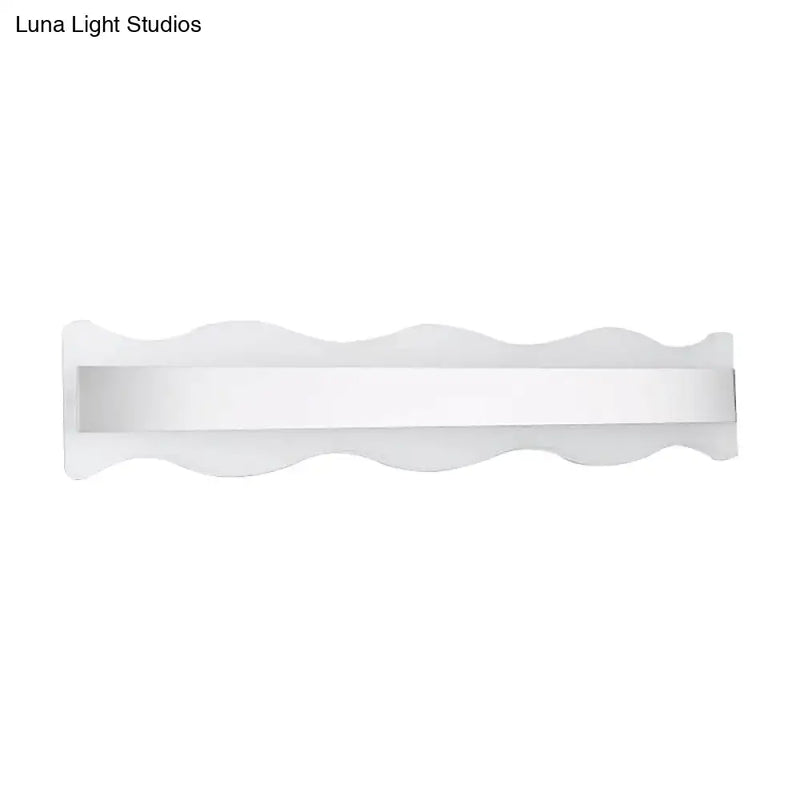 Modern white wave led light fixture – bathroom warm white sconce