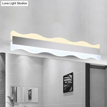 Modern white wave led light fixture – bathroom warm white sconce