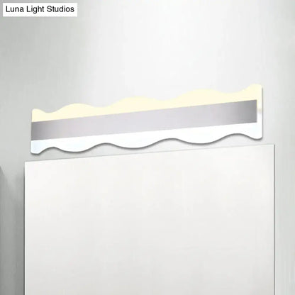 Modern white wave led light fixture – bathroom warm white sconce