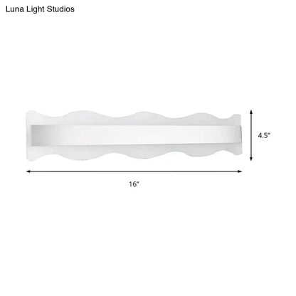 Modern white wave led light fixture – bathroom warm white sconce