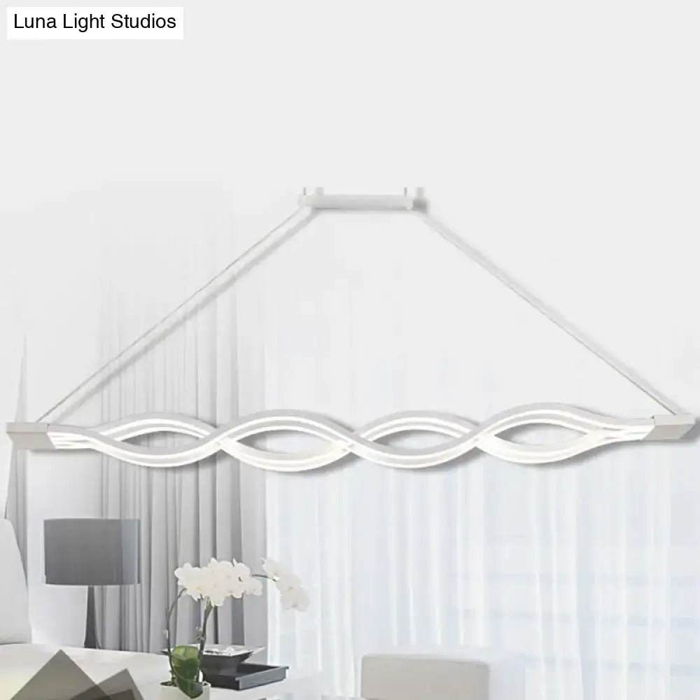 Modern white wave led pendant light dining room island