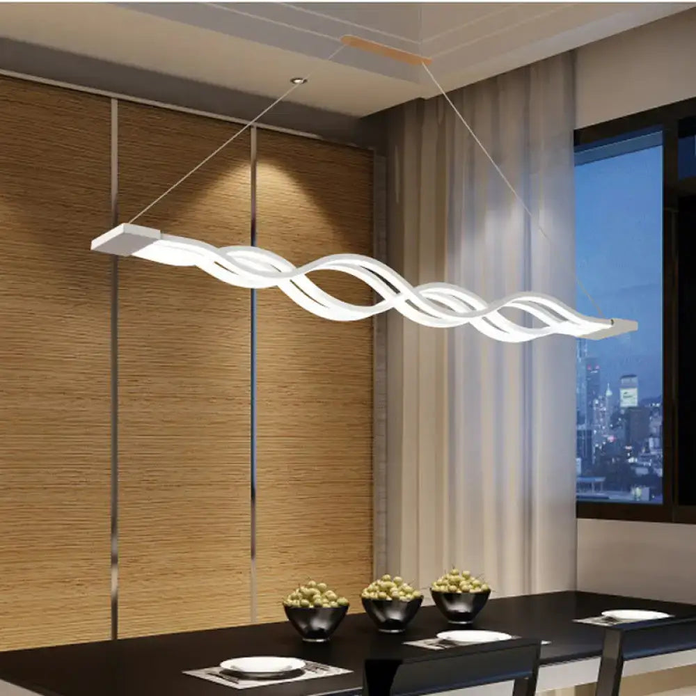 Modern white wave led pendant light dining room island