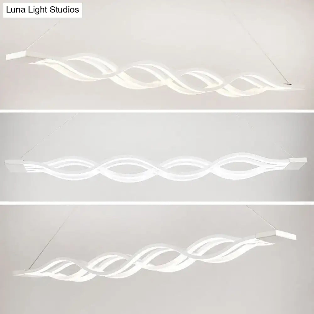 Modern white wave led pendant light dining room island