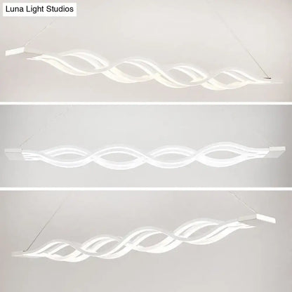 Modern white wave led pendant light dining room island