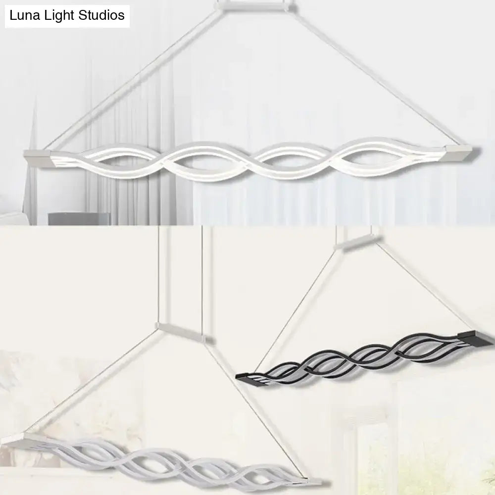 Modern white wave led pendant light dining room island