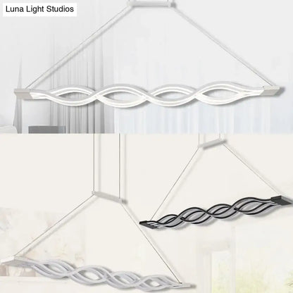 Modern white wave led pendant light dining room island