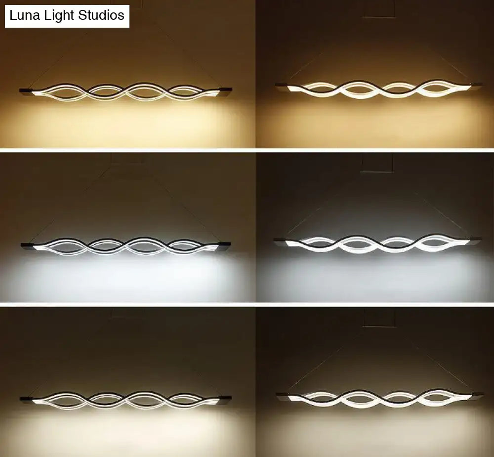 Modern white wave led pendant light dining room island