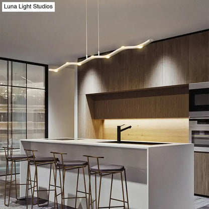 Modern white wave metal pendant light kitchen island lighting fixture