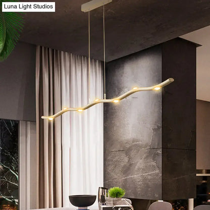 Modern white wave metal pendant light kitchen island lighting fixture