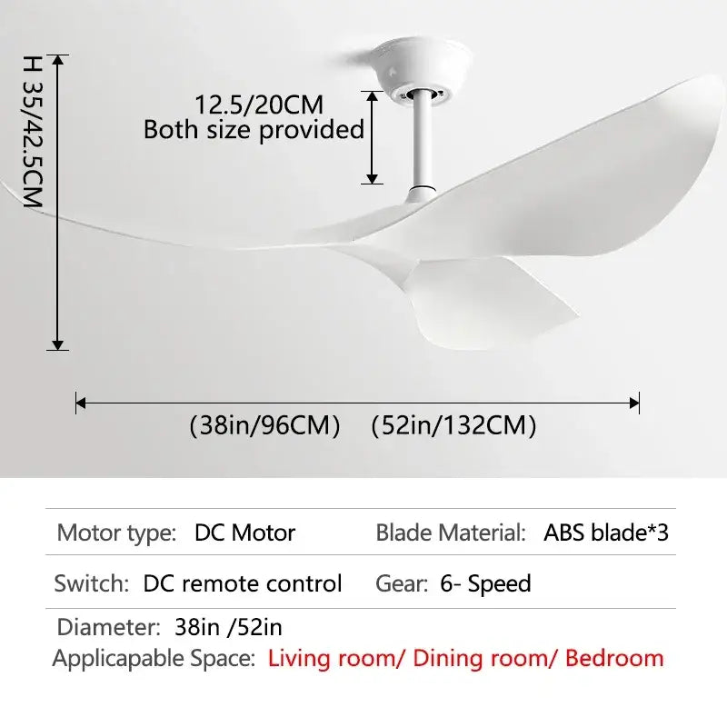 Modern white wood ceiling fan living room sleek wing blades