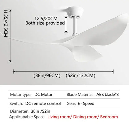 Modern white wood ceiling fan living room sleek wing blades