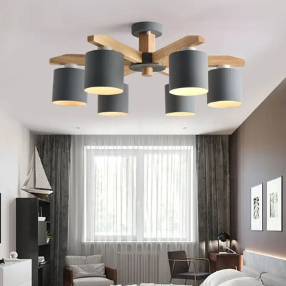Modern white wood chandelier – kitchen island lighting fixture