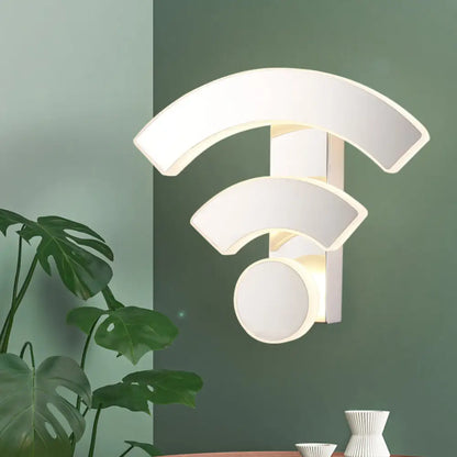 DecorBites™ Modern Wifi Logo Sconce Light: Acrylic LED Wall Lamp in Warm/White Light for Bedroom