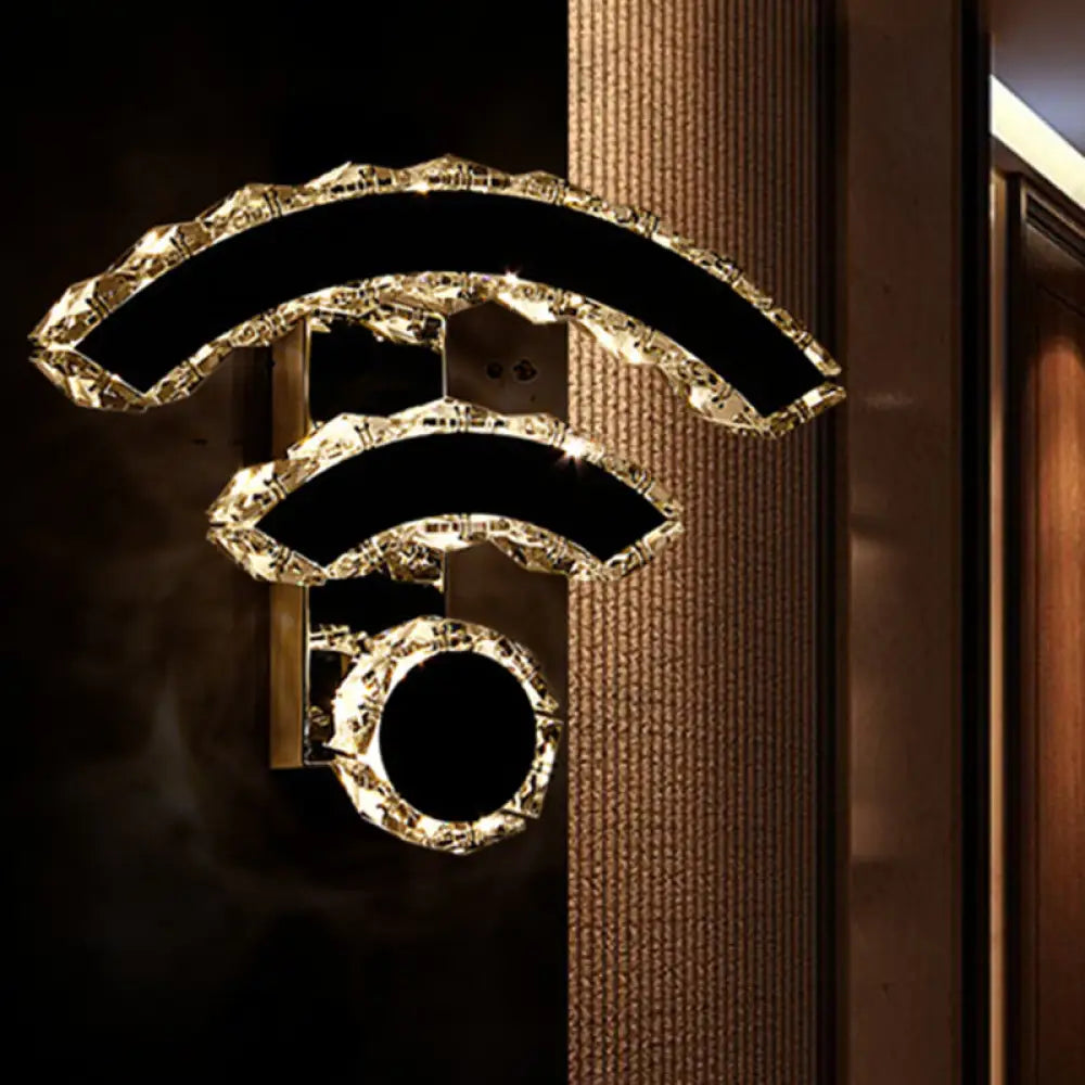 DecorBites™ Modern WiFi Wall Mounted Black Crystal LED Sconce with Warm/White Lighting