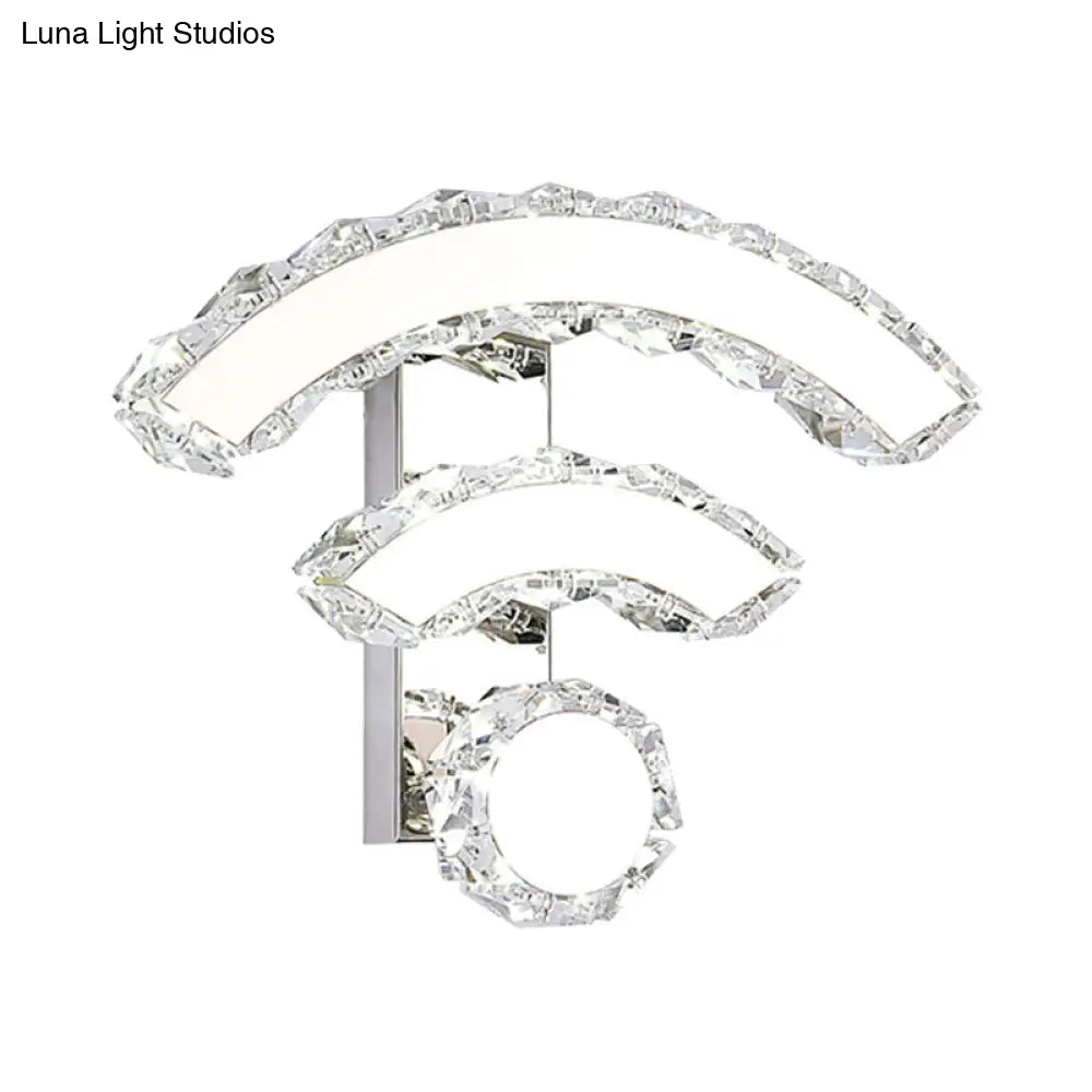 DecorBites™ Modern WiFi Wall Mounted Black Crystal LED Sconce with Warm/White Lighting