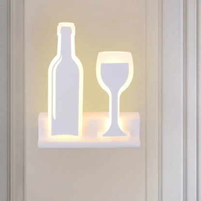DecorBites™ Modern Wine Set LED Sconce Light with Acrylic Shade - Black/White/Chrome Wall Lighting in Warm/White Light