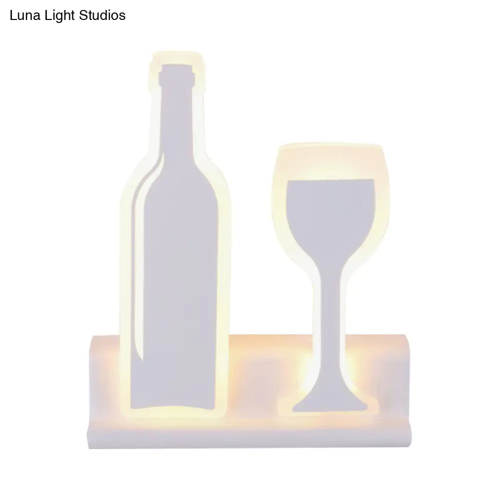 DecorBites™ Modern Wine Set LED Sconce Light with Acrylic Shade - Black/White/Chrome Wall Lighting in Warm/White Light
