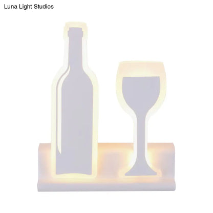 DecorBites™ Modern Wine Set LED Sconce Light with Acrylic Shade - Black/White/Chrome Wall Lighting in Warm/White Light