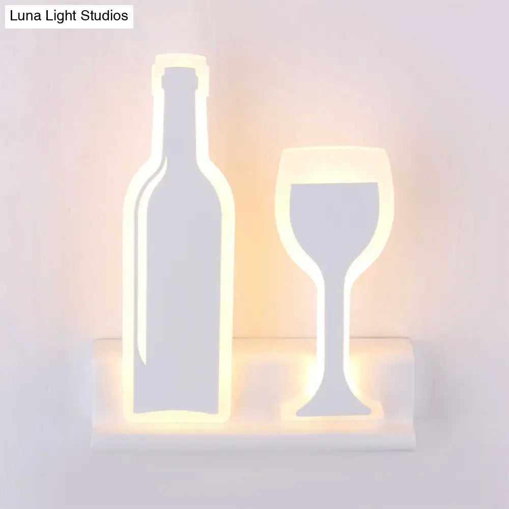 DecorBites™ Modern Wine Set LED Sconce Light with Acrylic Shade - Black/White/Chrome Wall Lighting in Warm/White Light