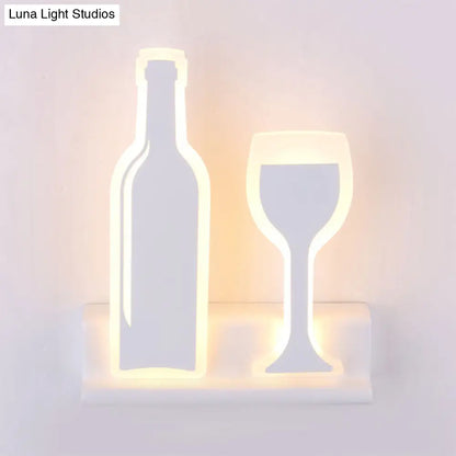 DecorBites™ Modern Wine Set LED Sconce Light with Acrylic Shade - Black/White/Chrome Wall Lighting in Warm/White Light