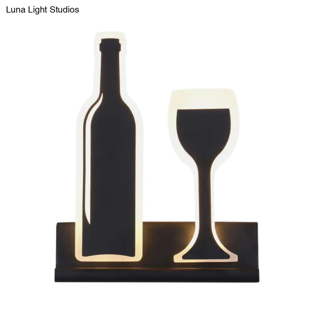 DecorBites™ Modern Wine Set LED Sconce Light with Acrylic Shade - Black/White/Chrome Wall Lighting in Warm/White Light