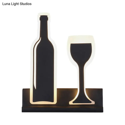 DecorBites™ Modern Wine Set LED Sconce Light with Acrylic Shade - Black/White/Chrome Wall Lighting in Warm/White Light