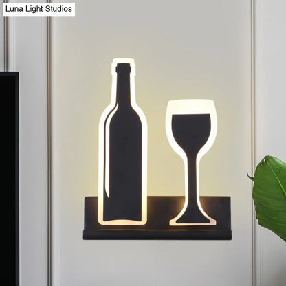 DecorBites™ Modern Wine Set LED Sconce Light with Acrylic Shade - Black/White/Chrome Wall Lighting in Warm/White Light