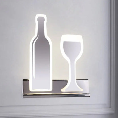 DecorBites™ Modern Wine Set LED Sconce Light with Acrylic Shade - Black/White/Chrome Wall Lighting in Warm/White Light