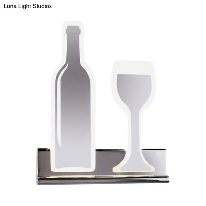DecorBites™ Modern Wine Set LED Sconce Light with Acrylic Shade - Black/White/Chrome Wall Lighting in Warm/White Light
