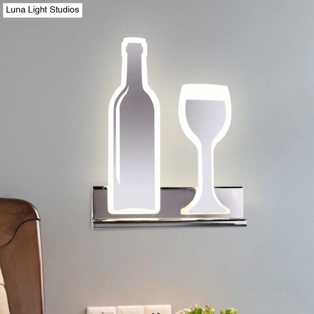 DecorBites™ Modern Wine Set LED Sconce Light with Acrylic Shade - Black/White/Chrome Wall Lighting in Warm/White Light