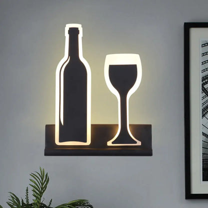 DecorBites™ Modern Wine Set LED Sconce Light with Acrylic Shade - Black/White/Chrome Wall Lighting in Warm/White Light