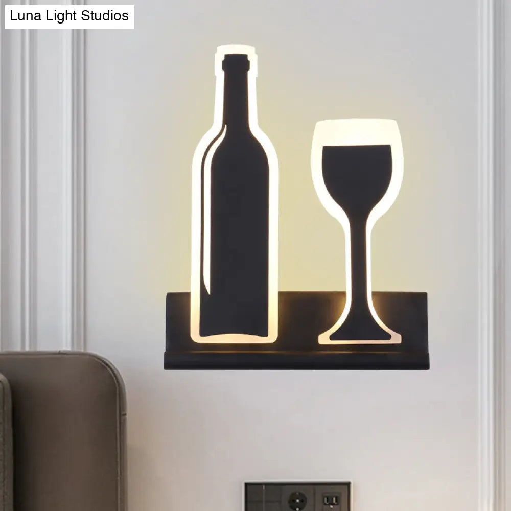DecorBites™ Modern Wine Set LED Sconce Light with Acrylic Shade - Black/White/Chrome Wall Lighting in Warm/White Light