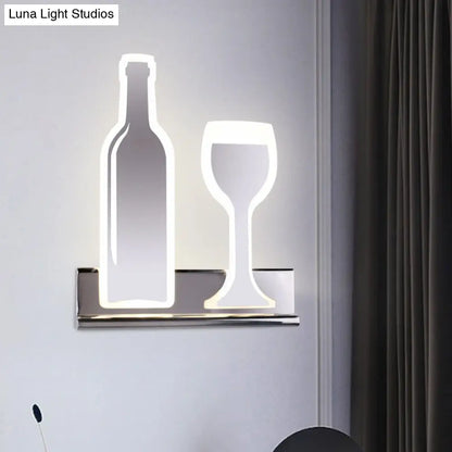 DecorBites™ Modern Wine Set LED Sconce Light with Acrylic Shade - Black/White/Chrome Wall Lighting in Warm/White Light