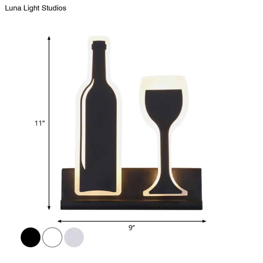 DecorBites™ Modern Wine Set LED Sconce Light with Acrylic Shade - Black/White/Chrome Wall Lighting in Warm/White Light