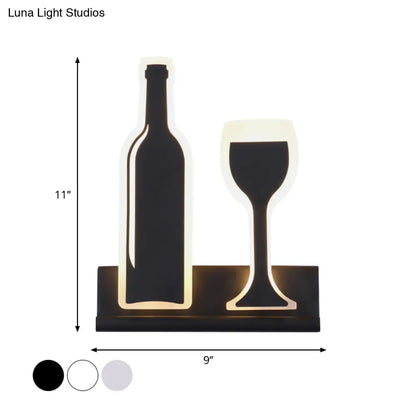 DecorBites™ Modern Wine Set LED Sconce Light with Acrylic Shade - Black/White/Chrome Wall Lighting in Warm/White Light