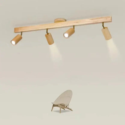Modern wood 4-light led ceiling lamp kitchen track lighting