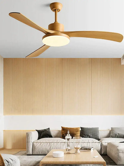 Modern wood 56 inch 3-leaf fan light with remote control dining room