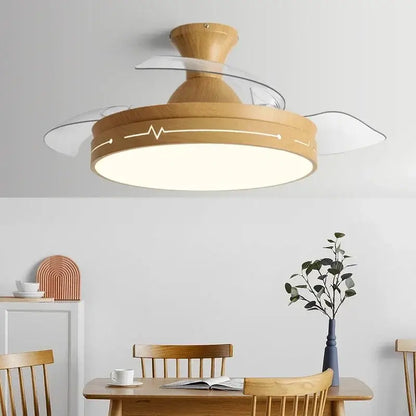 Modern wood and acrylic ceiling fan light bedroom fixture