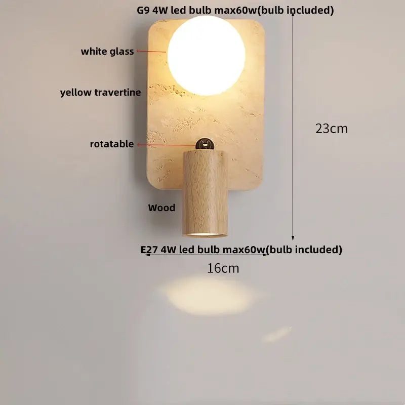 Modern wood and black iron wall light fixture bedroom sconce