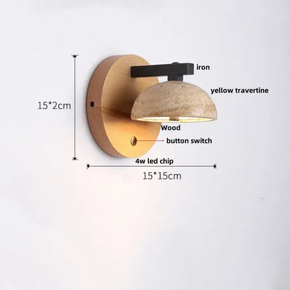Modern wood and black iron wall light fixture bedroom sconce