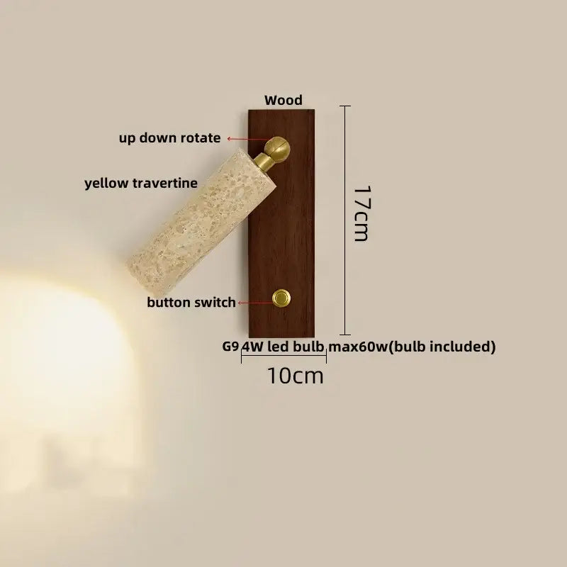 Modern wood and black iron wall light fixture bedroom sconce