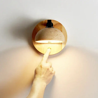 Modern wood and black iron wall light fixture bedroom sconce