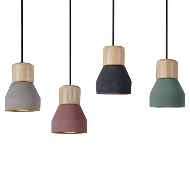 Modern wood and concrete pendant light kitchen hanging fixture