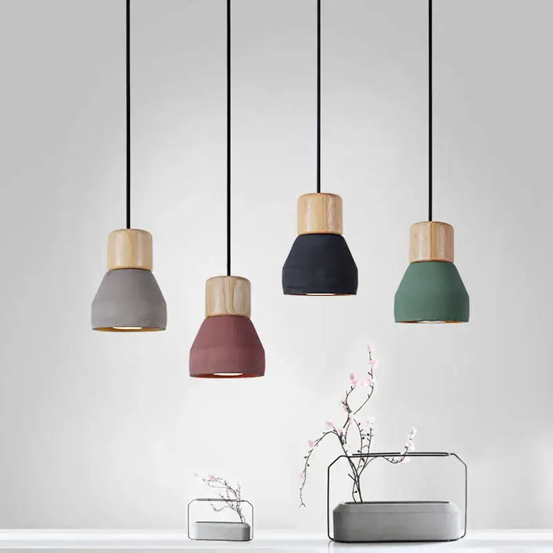 Modern wood and concrete pendant light kitchen hanging fixture