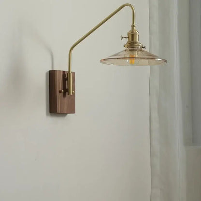 Modern wood and copper led wall sconce bedroom glass stair light