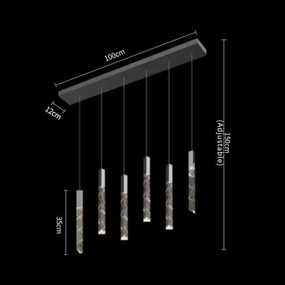 Modern wood and crystal column led chandelier staircase light