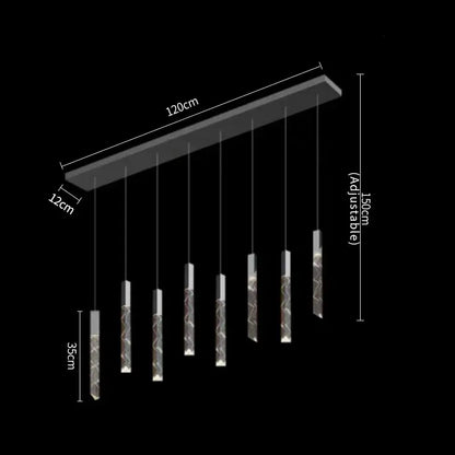 Modern wood and crystal column led chandelier staircase light