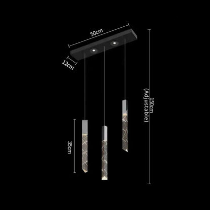 Modern wood and crystal column led chandelier staircase light