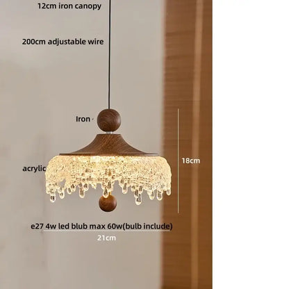 Modern wood and crystal iceberg acrylic pendant lights dining room