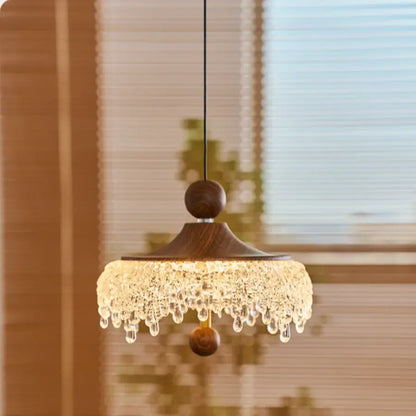 Modern wood and crystal iceberg acrylic pendant lights dining room
